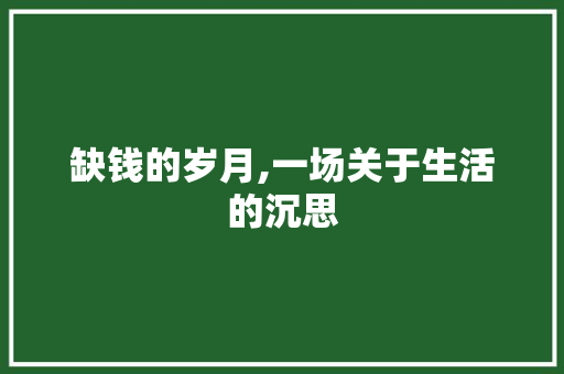 缺钱的岁月,一场关于生活的沉思