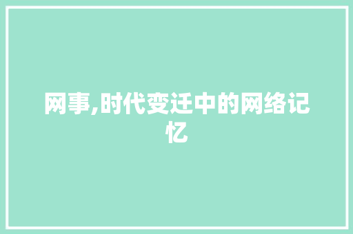 网事,时代变迁中的网络记忆