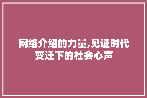 网络介绍的力量,见证时代变迁下的社会心声