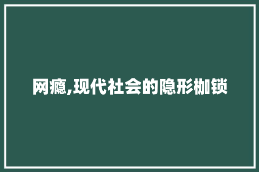 网瘾,现代社会的隐形枷锁