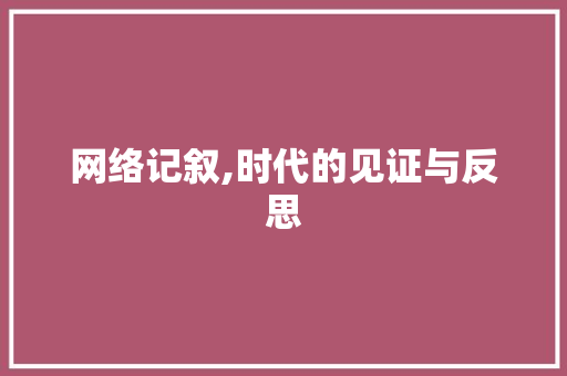 网络记叙,时代的见证与反思