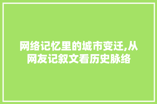 网络记忆里的城市变迁,从网友记叙文看历史脉络