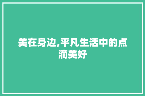 美在身边,平凡生活中的点滴美好