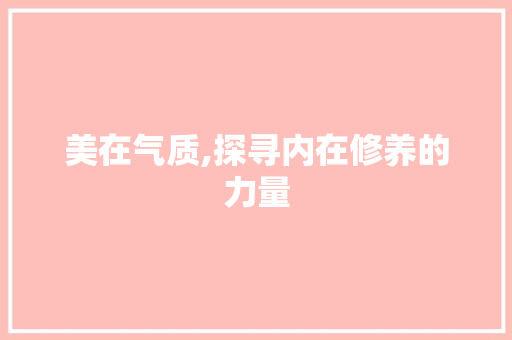 美在气质,探寻内在修养的力量