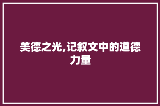 美德之光,记叙文中的道德力量