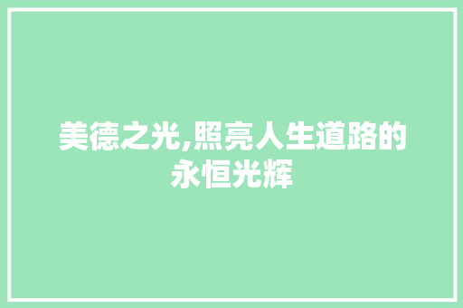 美德之光,照亮人生道路的永恒光辉