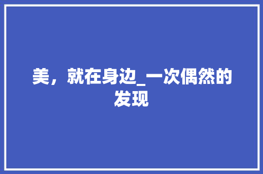 美，就在身边_一次偶然的发现