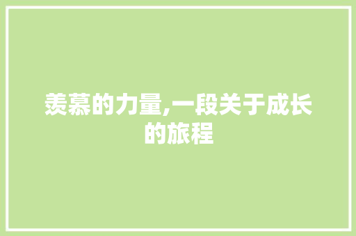 羡慕的力量,一段关于成长的旅程