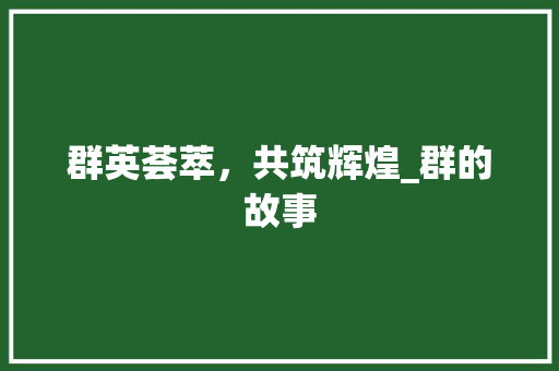 群英荟萃，共筑辉煌_群的故事