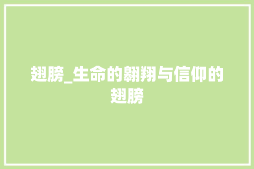 翅膀_生命的翱翔与信仰的翅膀