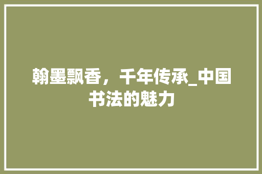 翰墨飘香，千年传承_中国书法的魅力