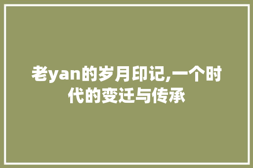 老yan的岁月印记,一个时代的变迁与传承