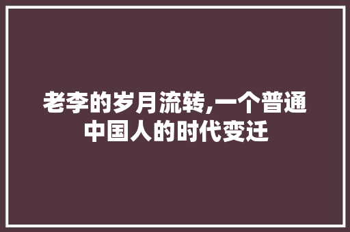 老李的岁月流转,一个普通中国人的时代变迁