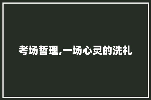 考场哲理,一场心灵的洗礼