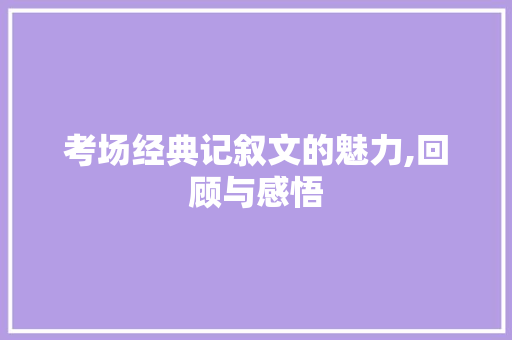 考场经典记叙文的魅力,回顾与感悟