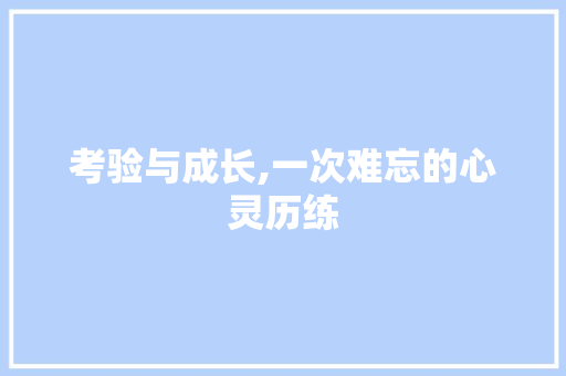 考验与成长,一次难忘的心灵历练