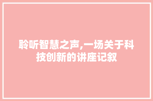 聆听智慧之声,一场关于科技创新的讲座记叙