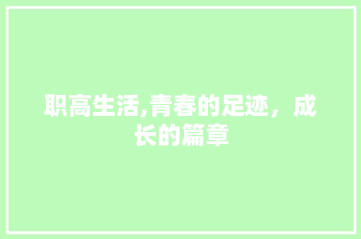 职高生活,青春的足迹，成长的篇章