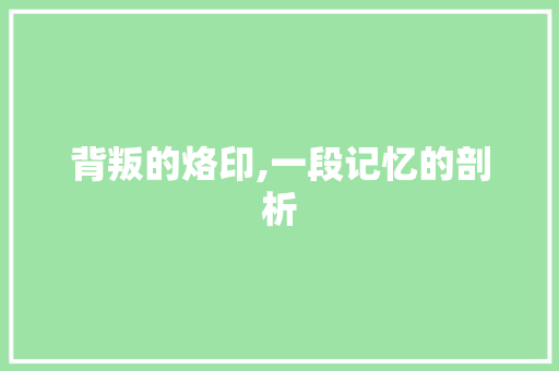 背叛的烙印,一段记忆的剖析