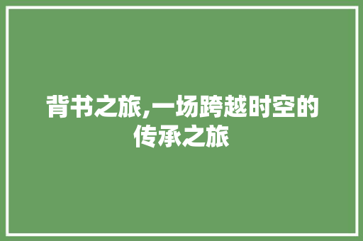 背书之旅,一场跨越时空的传承之旅