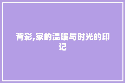 背影,家的温暖与时光的印记