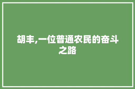 胡丰,一位普通农民的奋斗之路