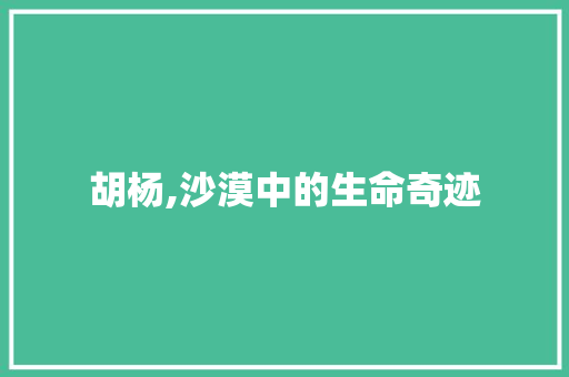 胡杨,沙漠中的生命奇迹