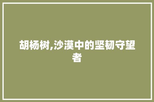 胡杨树,沙漠中的坚韧守望者