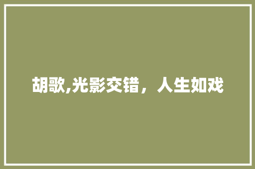 胡歌,光影交错，人生如戏