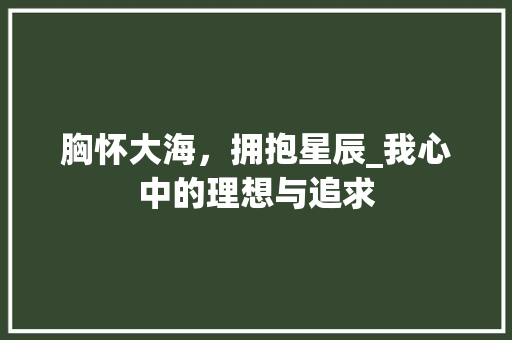 胸怀大海，拥抱星辰_我心中的理想与追求