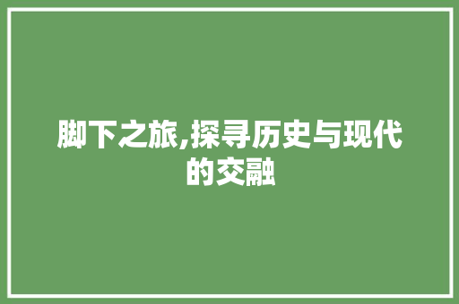 脚下之旅,探寻历史与现代的交融