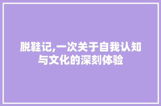 脱鞋记,一次关于自我认知与文化的深刻体验