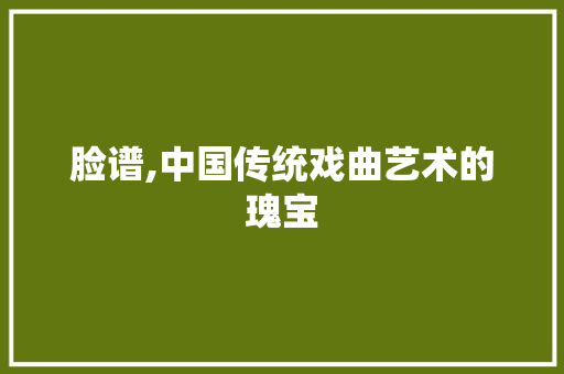 脸谱,中国传统戏曲艺术的瑰宝