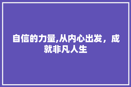 自信的力量,从内心出发，成就非凡人生