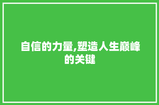 自信的力量,塑造人生巅峰的关键