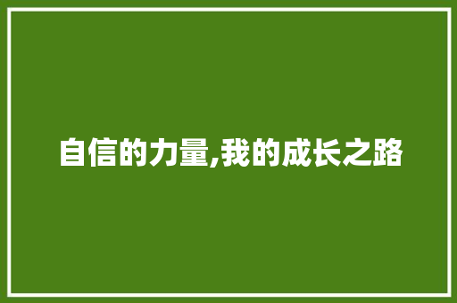 自信的力量,我的成长之路