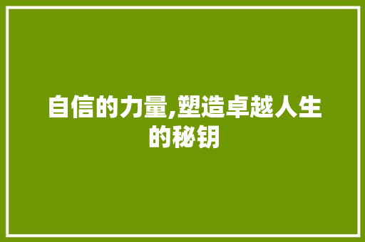 自信的力量,塑造卓越人生的秘钥