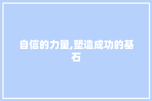 自信的力量,塑造成功的基石