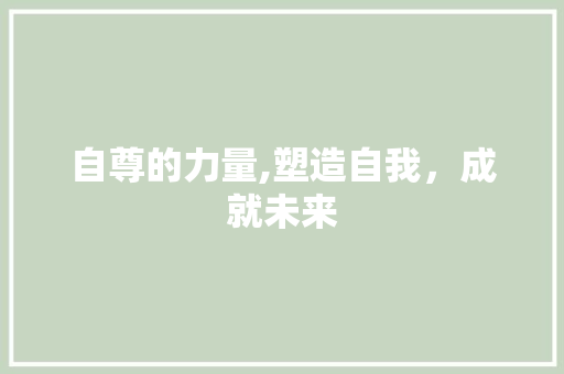 自尊的力量,塑造自我，成就未来