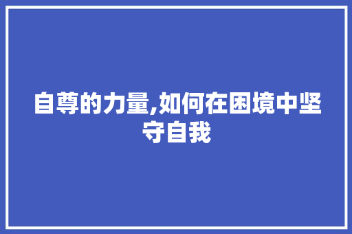 自尊的力量,如何在困境中坚守自我