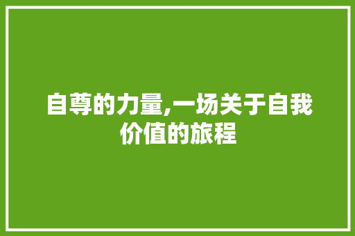 自尊的力量,一场关于自我价值的旅程