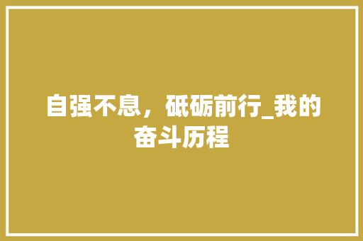 自强不息，砥砺前行_我的奋斗历程