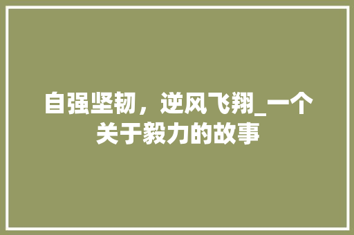 自强坚韧，逆风飞翔_一个关于毅力的故事