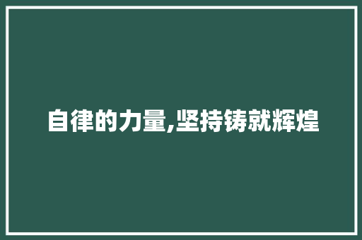 自律的力量,坚持铸就辉煌