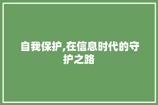 自我保护,在信息时代的守护之路