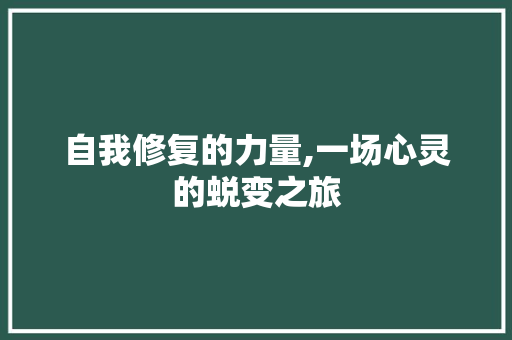 自我修复的力量,一场心灵的蜕变之旅