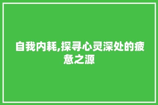 自我内耗,探寻心灵深处的疲惫之源