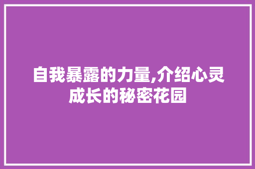 自我暴露的力量,介绍心灵成长的秘密花园