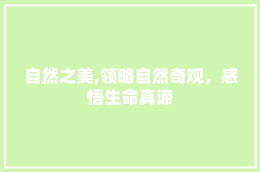 自然之美,领略自然奇观，感悟生命真谛