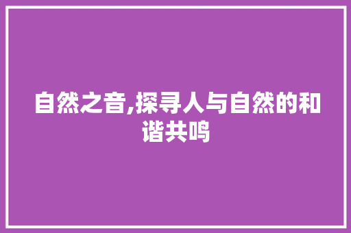 自然之音,探寻人与自然的和谐共鸣 职场范文